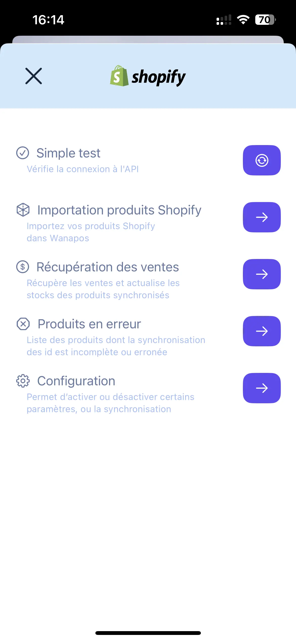 Shopify synchronisation point de vente
